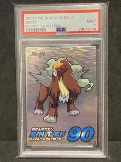 PSA 9 Entei Meiji Silver Foil 2001 Promo Pokemon TCG Card Japanese Vintage - Image 1