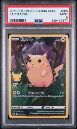 2021 POKEMON PSA 9 MINT CELEBRATIONS 005 FULL ART/PIKACHU Card - Image 1