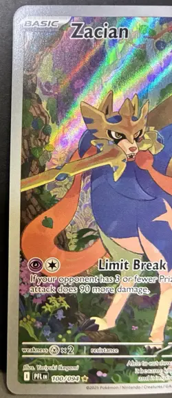 Zacian Illustration Rare 100/094 ME02 Phantasmal Flames Holo Pokemon TCG Card NM - Image 3