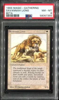 PSA 8 1993 MTG Magic The Gathering Beta #39 Savannah Lions Pop13 - Image 1