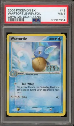 Pokemon Wartortle EX Crystal Guardians Reverse Holo #43 PSA 9 Mint - Image 1