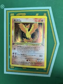 1st Edition Moltres Holographic Fossil Ed 12/62 1999 Pokemon WOTC Vintage - Image 3