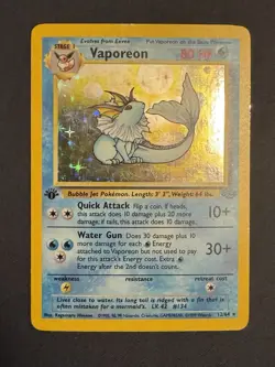 Vaporeon 12/64 First 1st Edition Holo Rare Mp Moderately Played Pokemon Jungle - Image 1