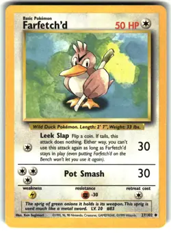 Farfetch'd 27/102 Uncommon Base Set Unlimited Pokemon LP - Image 1