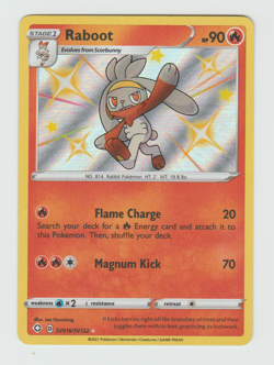Raboot SV016/SV122 Pokemon Shining Fates Shiny Vault Holo NM - Image 1