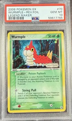 2006 Pokemon EX Legend Maker 70 Wurmple Reverse PSA 10 Gem Mint - Image 1