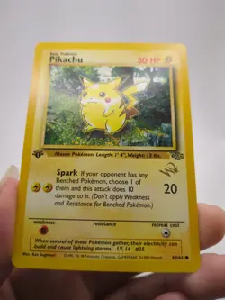 Pikachu [W Stamp] #60 First Edition Pokemon TCG Jungle 1999 - Image 2