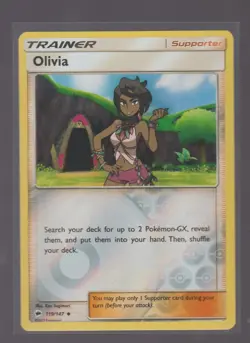 OLIVIA 119/147 UNCOMMON BURNING SHADOWS POKEMON REVERSE HOLO NEAR MINT - Image 1
