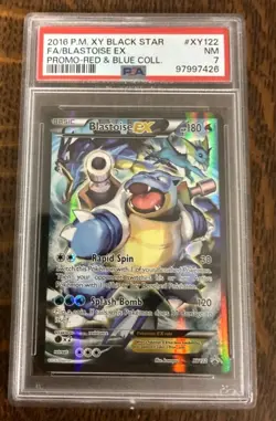Blastoise EX XY122 Black Star Promo Full Art Holo Pokemon 2016 Red Blue PSA 7 NM - Image 1