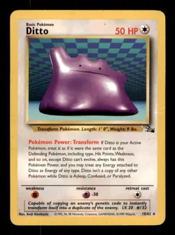 Ditto 18/62 Rare Fossil Pokemon Unlimited Damaged - Image 1