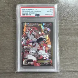 2015 POKEMON XY TEAM MAGMA'S GROUDON EX DOUBLE CRISIS FULL ART PSA 8 - Image 1