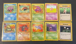 10 1st Edition Fossil Set Vintage Pokemon Common Cards and trainer cards NM - Image 1