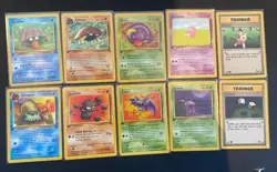 10 1st Edition Fossil Set Vintage Pokemon Common Cards and trainer cards NM - Image 2