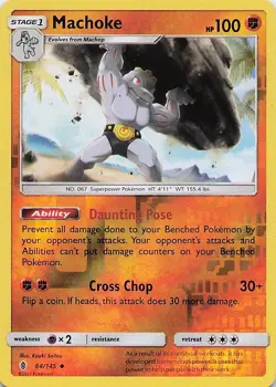 Machoke - 64/145 Reverse Holo Uncommon 2017 Guardians Rising Pokemon NM - Image 1