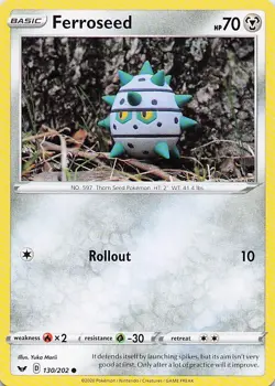 Ferroseed - (Artist Yuka Morii) 130/202 Common 2020 Sword & Shield Pokemon NM - Image 1