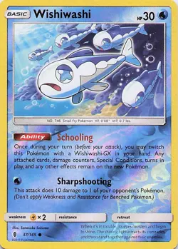 Wishiwashi - Pokemon Reverse Holo Common 2017 Guardians Rising 37/145 NM - Image 1
