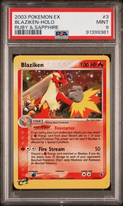 2003 Pokemon EX Ruby & Sapphire 3/109 Blaziken Holo PSA 9 - Image 1