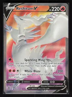 Reshiram V (Full Art) Holo Ultra Rare Pokemon SWSH12: Silver Tempest 172/195 NM - Image 1