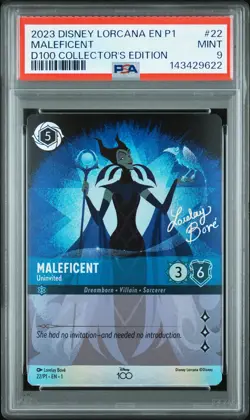 2023 DISNEY LORCANA EN P1-PROMO #22 MALEFICENT - UNINVITED PSA 9 - Image 1