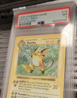 PSA 7 Raichu 14/102 Shadowless Base Set Holo Foil 1999 Pokemon Card Vintage - Image 2