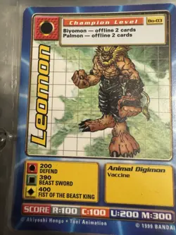BO-03 Leomon Digimon Card Digi-Battle Series 1 1999 Bandai NM - Image 1