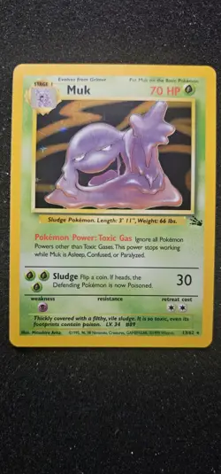Pokemon Muk TCG Fossil Holo Rare Card 13/62 Near Mint Condition - Image 1