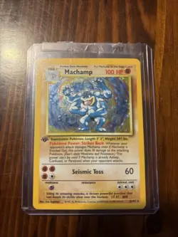Pokemon TCG Machamp Holo Card Base Set, 8/102, First Edition, Shadowless - Image 1