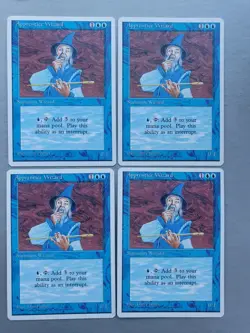 Apprentice Wizard x4 playset, MTG Fourth Ed. (1995) Common Blue Creature NM - Image 1