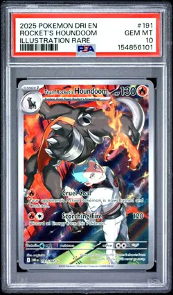 2025 Pokemon DIR-EN Destined Rivals Team Rocket's HOUNDOOM #191 SIR PSA 10 - Image 1