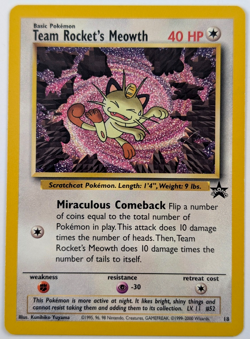 Pokemon Team Rocket’s Meowth Black Star Promo #18 WOTC NM/LP NP - Image 1