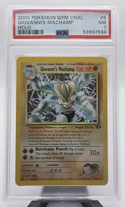 PSA 7 Giovanni's Machamp 6/132 Gym Challenge Unlimited Holo Rare Pokemon 2000 - Image 1