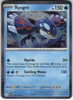Kyogre 034/132 Rare Mega Evolution Pokemon Holo Near Mint - Image 1