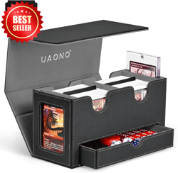 200+ Double Card Deck Box w/ Dice Tray for MTG CCG TCG Black Gray US - Image 1