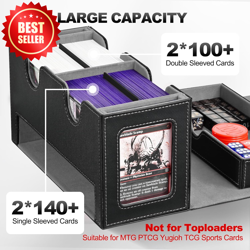 200+ Double Card Deck Box w/ Dice Tray for MTG CCG TCG Black Gray US - Image 4