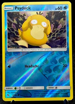 Psyduck 11/68 LP Reverse Holo Sun & Moon Pokemon Card! - Image 1