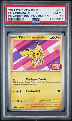 Pikachu Berkemaja Batik 190 Promo Indonesian PSA 10 - Image 1