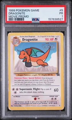 🐉 1999 POKEMON WB THE FIRST MOVIE PROMO #5 DRAGONITE CARD - PSA 1 1⃣ - Image 3