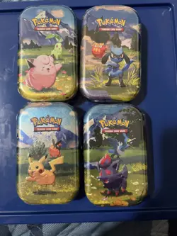 Pokemon TCG Mini Tin lot of 4 - Pikachu Riolu Clefairy Chikorita Tin - Image 1