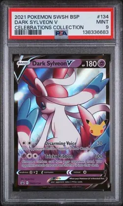 2021 Pokemon SWSH BSP Celebrations Collection #134 Dark Sylveon V PSA 9 - Image 1