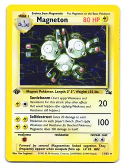 Magneton 11/62 Holo Rare Fossil Pokemon 1st Edition MP - Image 1
