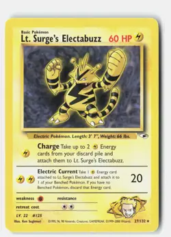 Lt. Surge's Electabuzz 27/132 Rare Gym Heroes Pokemon Unlimited MP Ken Sugimori - Image 1