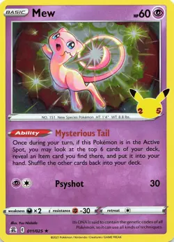 POKEMON Mew #011/025 Holo Celebrations NM - Image 1