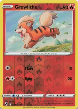 Growlithe 019/195 Reverse Holo Common SWSH12: Silver Tempest Pokemon - Image 1