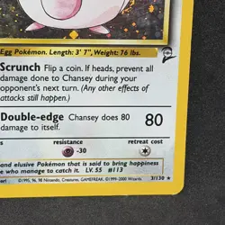 Pokemon TCG Chansey 3/130 Rare Base Set 2 Holographic MP Holo Vintage WOTC 1999 - Image 4