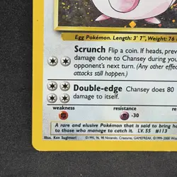 Pokemon TCG Chansey 3/130 Rare Base Set 2 Holographic MP Holo Vintage WOTC 1999 - Image 5