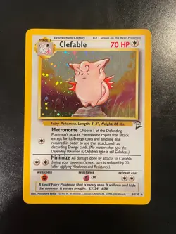 Pokemon TCG Clefable Holo Base Set 2 5/130 in Excellent Condition Swirl Holo - Image 1