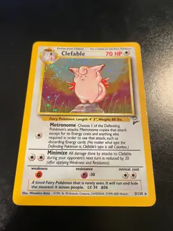Pokemon TCG Clefable Holo Base Set 2 5/130 in Excellent Condition Swirl Holo - Image 2