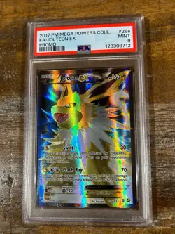 POKEMON 2017 Mega Powers Coll Promo Full Art JOLTEON EX #28a PSA 9 Mint - Image 1