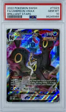 2022 Pokemon Sword Shield Brilliant Stars #TG23 Full Art Umbreon VMAX PSA 10 - Image 1