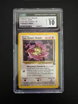 Team Rocket's Meowth # 18 WOTC Black Star Promo Pokemon Card CGC 10 GEM MINT - Image 1